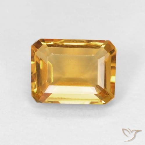1.42 ct Golden Citrine Gemstone, Citrine Gem in Octagon Step Cut Shape for Sale.