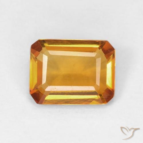 1.22ct Natural Orange-Gold Citrine, Emerald Cut, VVS