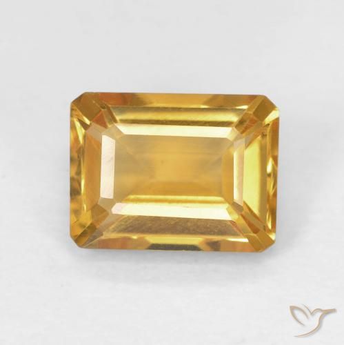 1.56ct Natural Orange-Gold Citrine, Emerald Cut, VVS