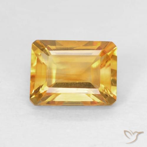 1.62ct Natural Medium Light Orange-Gold Citrine, Emerald Cut, VVS