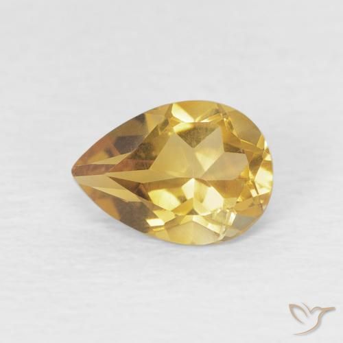 0.67ct Natural Light Golden Citrine, Pear Shape, VVS