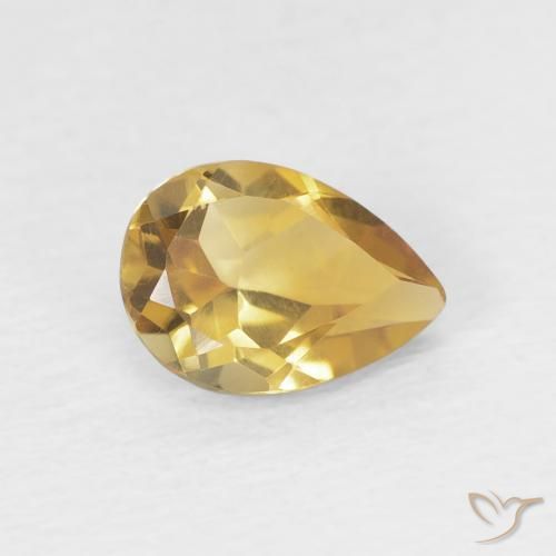0.67 ct Golden Citrine Stone, Natural Citrine in Pear Facet Shape for Sale