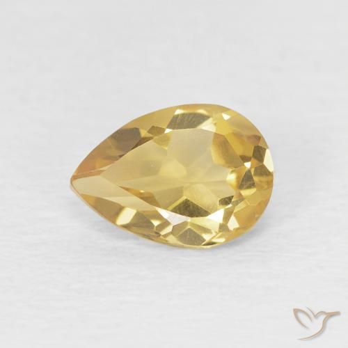 0.67ct Natural Golden Orange Citrine, Pear Shape, VVS