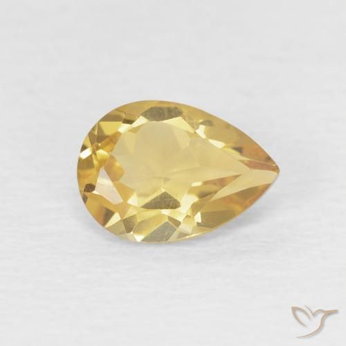 0.67 ct Golden Citrine Stone, Natural Citrine in Pear Facet Shape for Sale