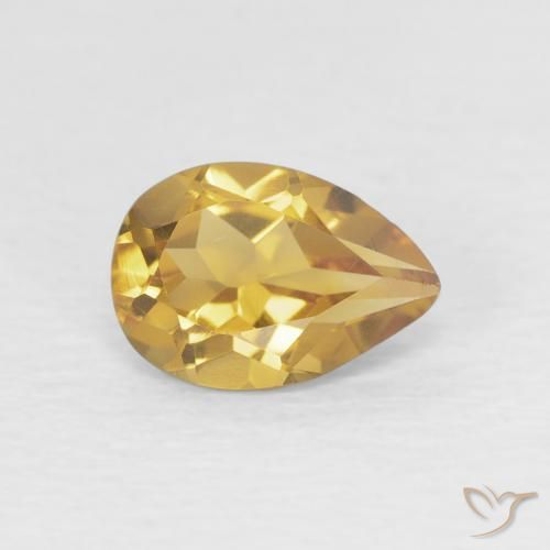 0.66 ct Golden Citrine Stone, Natural Citrine in Pear Facet Shape for Sale