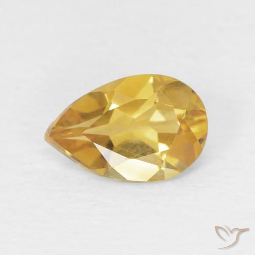 0.68ct Natural Light Golden Citrine, Pear Shape, VVS