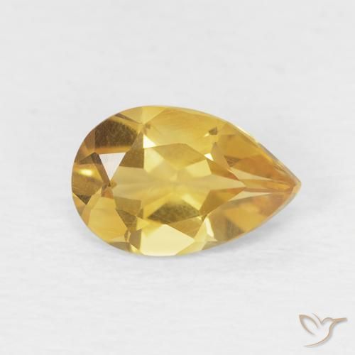 0.68 ct Golden Citrine Stone, Natural Citrine in Pear Facet Shape for Sale