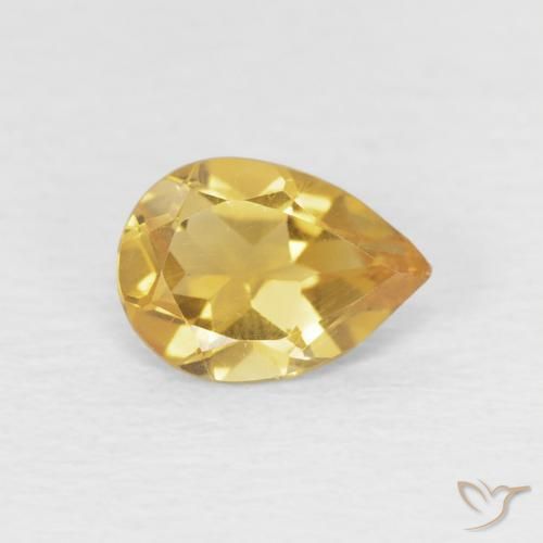 0.56ct Natural Light Golden Citrine, Pear Shape, VVS-VS