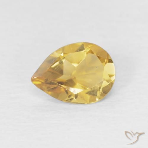 0.56 ct Golden Citrine Stone, Natural Citrine in Pear Facet Shape for Sale