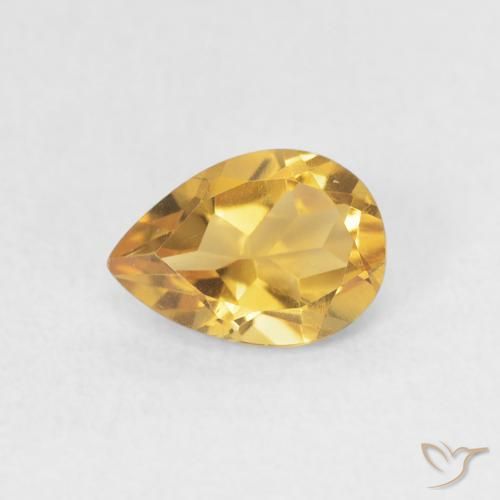 0.66 ct Golden Citrine Gemstone, Citrine Gem in Pear Facet Shape for Sale.