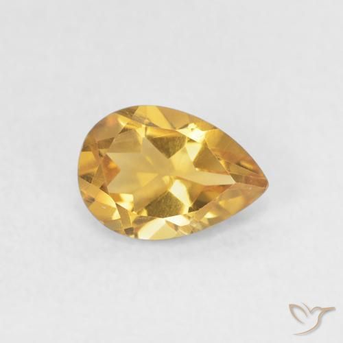 0.66 ct Golden Citrine Stone, Natural Citrine in Pear Facet Shape for Sale