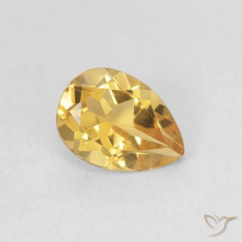 0.73 ct Golden Citrine Stone, Natural Citrine in Pear Facet Shape for Sale