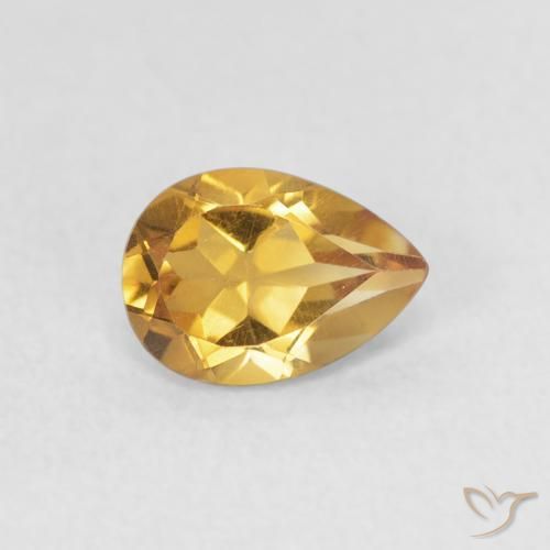 0.64 ct Golden Citrine Stone, Natural Citrine in Pear Facet Shape for Sale