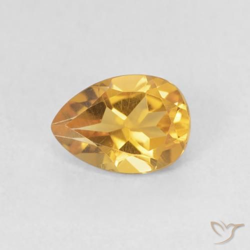 0.70ct Natural Medium Light-Golden Citrine, Pear Shape, VVS