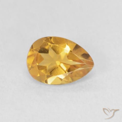 0.70 ct Golden Citrine Stone, Natural Citrine in Pear Facet Shape for Sale