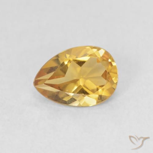 0.67ct Natural Deep Gold Citrine, Pear Shape, VVS