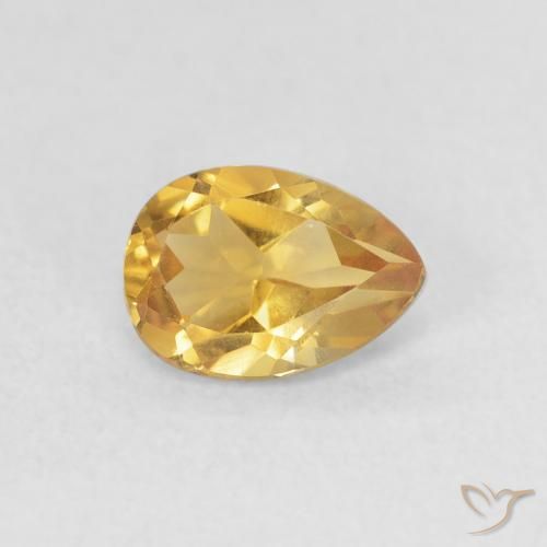 0.67 ct Golden Citrine Stone, Natural Citrine in Pear Facet Shape for Sale