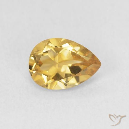 0.67 ct Golden Citrine Stone, Natural Citrine in Pear Facet Shape for Sale