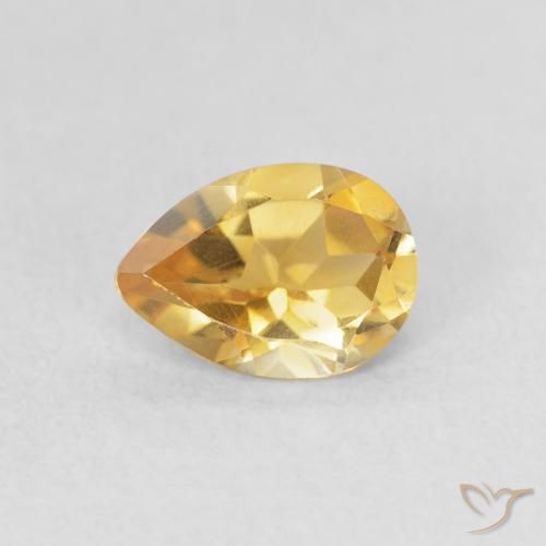 0.63 ct Golden Citrine Gemstone, Citrine Gem in Pear Facet Shape for Sale.
