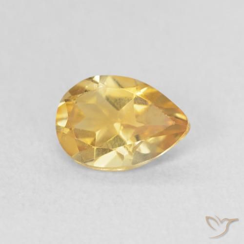 0.63 ct Golden Citrine Stone, Natural Citrine in Pear Facet Shape for Sale