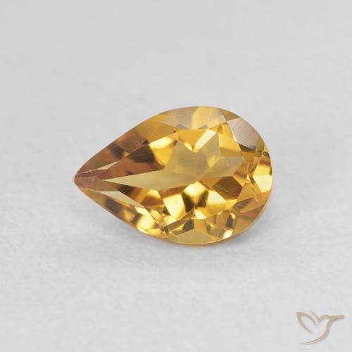 0.71ct Natural Golden Orange Citrine, Pear Shape, VVS