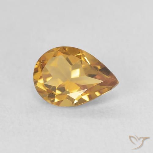 0.71 ct Golden Citrine Stone, Natural Citrine in Pear Facet Shape for Sale