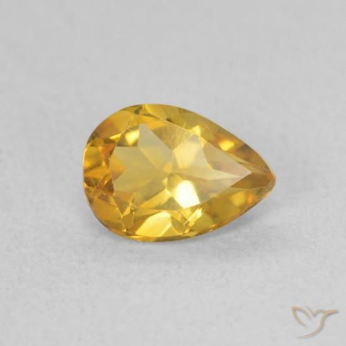 0.64 ct Golden Citrine Stone, Natural Citrine in Pear Facet Shape for Sale