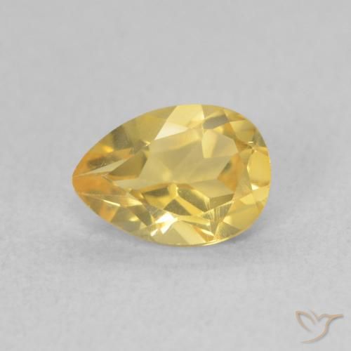 0.71ct Natural Golden Orange Citrine, Pear Shape, VVS