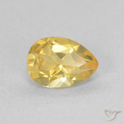 0.71 ct Golden Citrine Stone, Natural Citrine in Pear Facet Shape for Sale