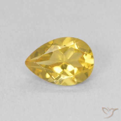 0.62ct Natural Medium Golden Citrine, Pear Shape, VVS