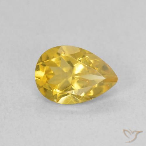 0.62 ct Golden Citrine Stone, Natural Citrine in Pear Facet Shape for Sale