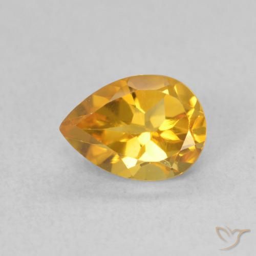 0.76ct Natural Bright Gold Citrine, Pear Shape, VVS