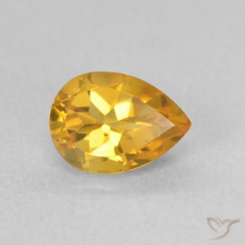0.76 ct Golden Citrine Stone, Natural Citrine in Pear Facet Shape for Sale