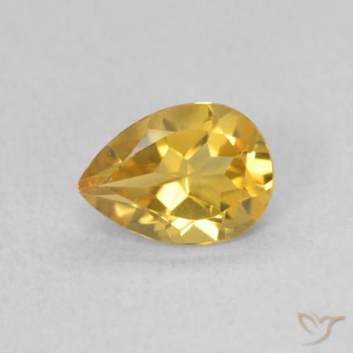 0.62ct Natural Golden Citrine, Pear Shape, VVS