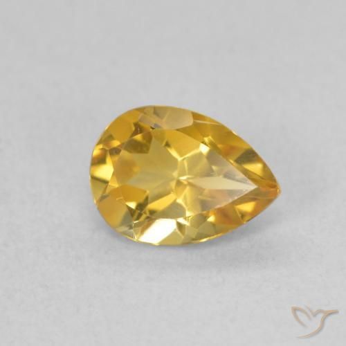 0.62 ct Golden Citrine Stone, Natural Citrine in Pear Facet Shape for Sale