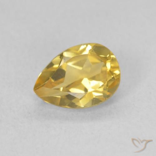 0.71ct Natural Golden Orange Citrine, Pear Shape, VVS
