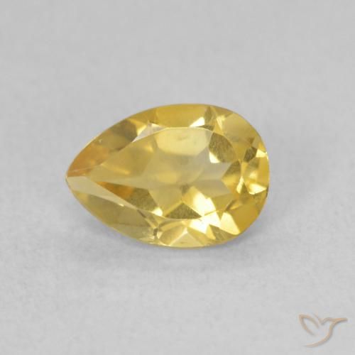 0.63ct Natural Medium Golden Citrine, Pear Shape, VVS-VS