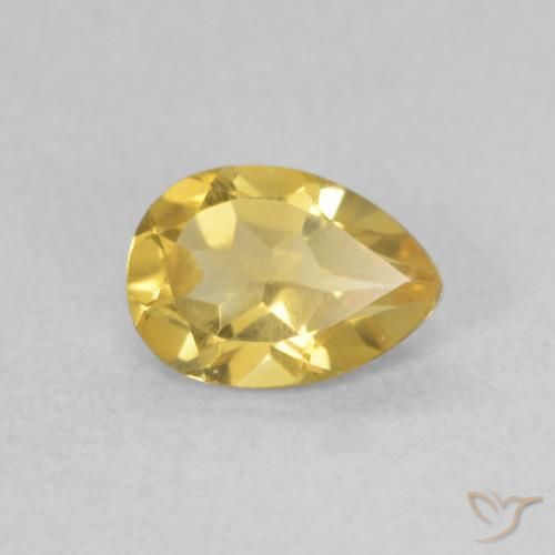 0.63 ct Golden Citrine Stone, Natural Citrine in Pear Facet Shape for Sale