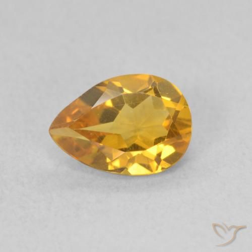 0.59ct Natural Orange-Gold Citrine, Pear Shape, VVS-VS
