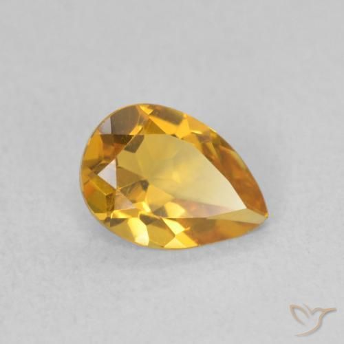 0.59 ct Golden Citrine Stone, Natural Citrine in Pear Facet Shape for Sale