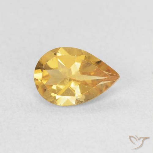0.58 ct Golden Citrine Stone, Natural Citrine in Pear Facet Shape for Sale