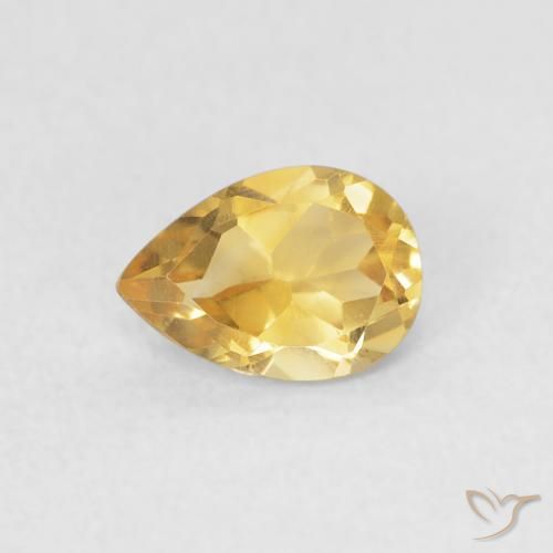 0.64ct Natural Medium Gold Citrine, Pear Shape, VVS