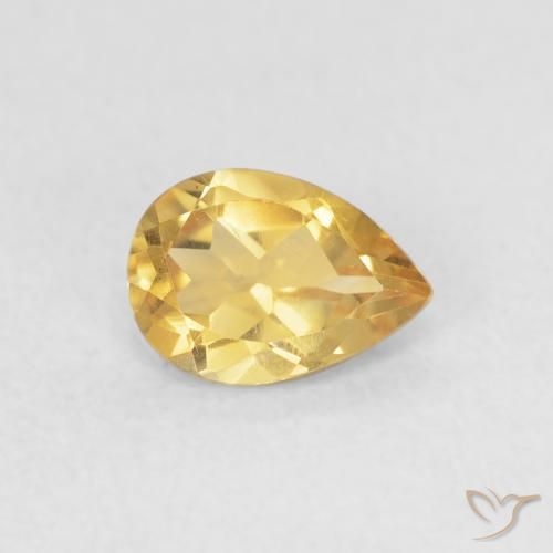 0.64 ct Golden Citrine Stone, Natural Citrine in Pear Facet Shape for Sale