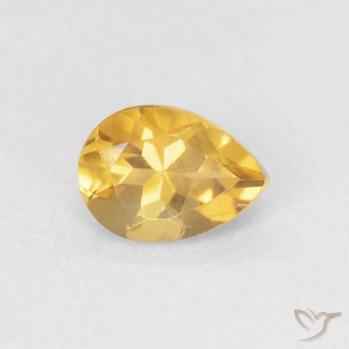 0.72 ct Golden Citrine Stone, Natural Citrine in Pear Facet Shape for Sale