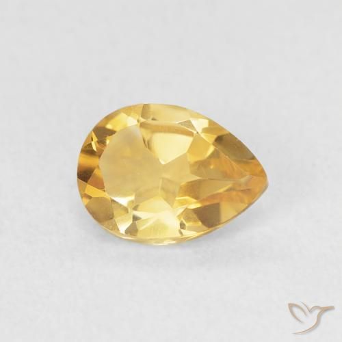0.68ct Natural Medium Gold Citrine, Pear Shape, VVS