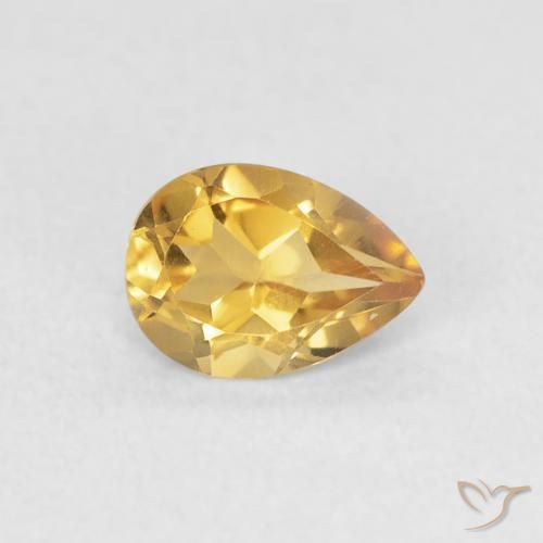 0.65ct Natural Medium Gold Citrine, Pear Shape, VVS