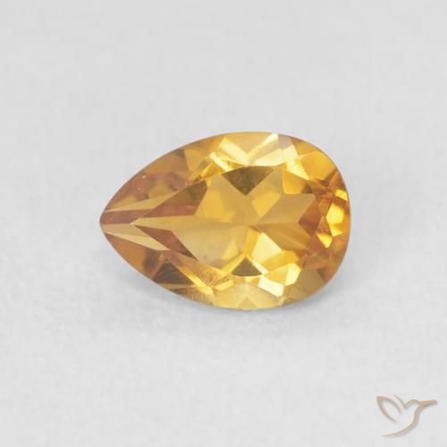 0.71ct Natural Golden Orange Citrine, Pear Shape, VVS