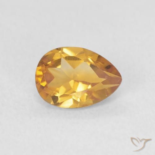 0.71 ct Golden Citrine Stone, Natural Citrine in Pear Facet Shape for Sale