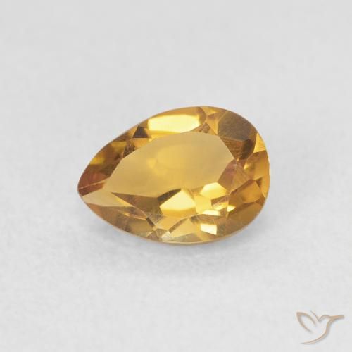 0.72ct Natural Medium Light-Golden Citrine, Pear Shape, VVS