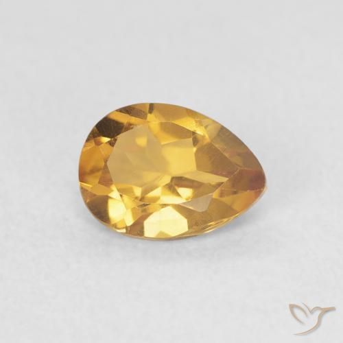 0.72 ct Golden Citrine Stone, Natural Citrine in Pear Facet Shape for Sale